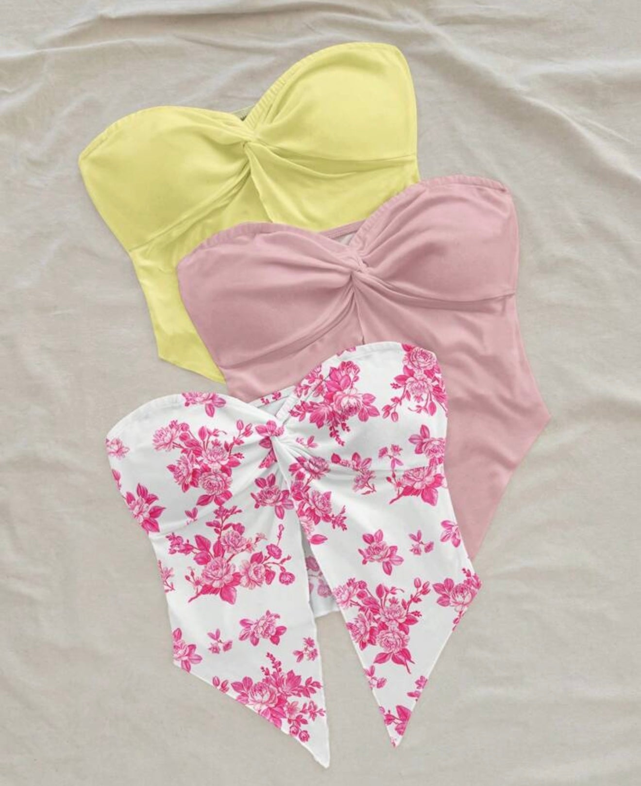 Top Strapless Estilo Pañuelo – Colores Pastel y Floral