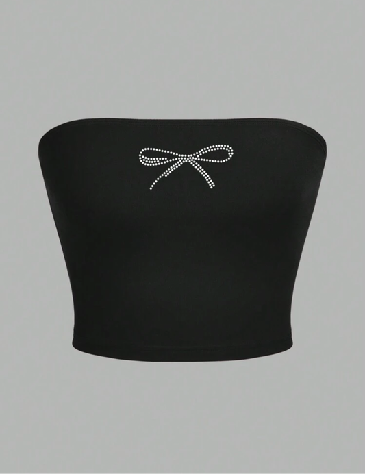 Coquette Bow – Bandeau Negro con Lazo