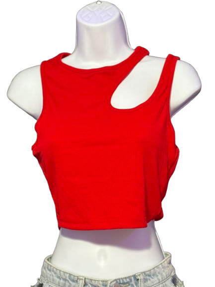 Top Rojo con Corte Asimétrico