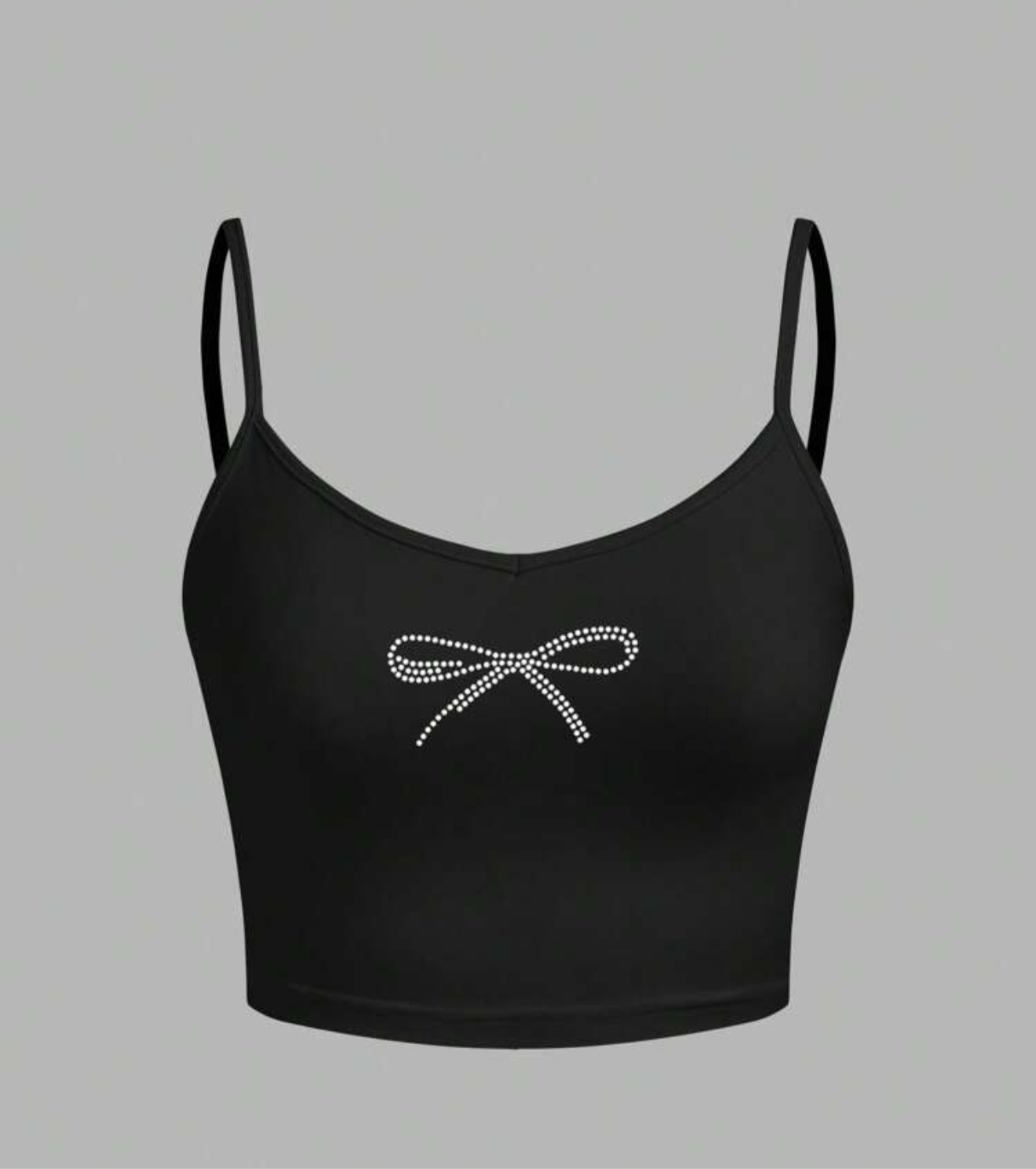 Top Negro con Lazo de Cristales – Toque Elegante