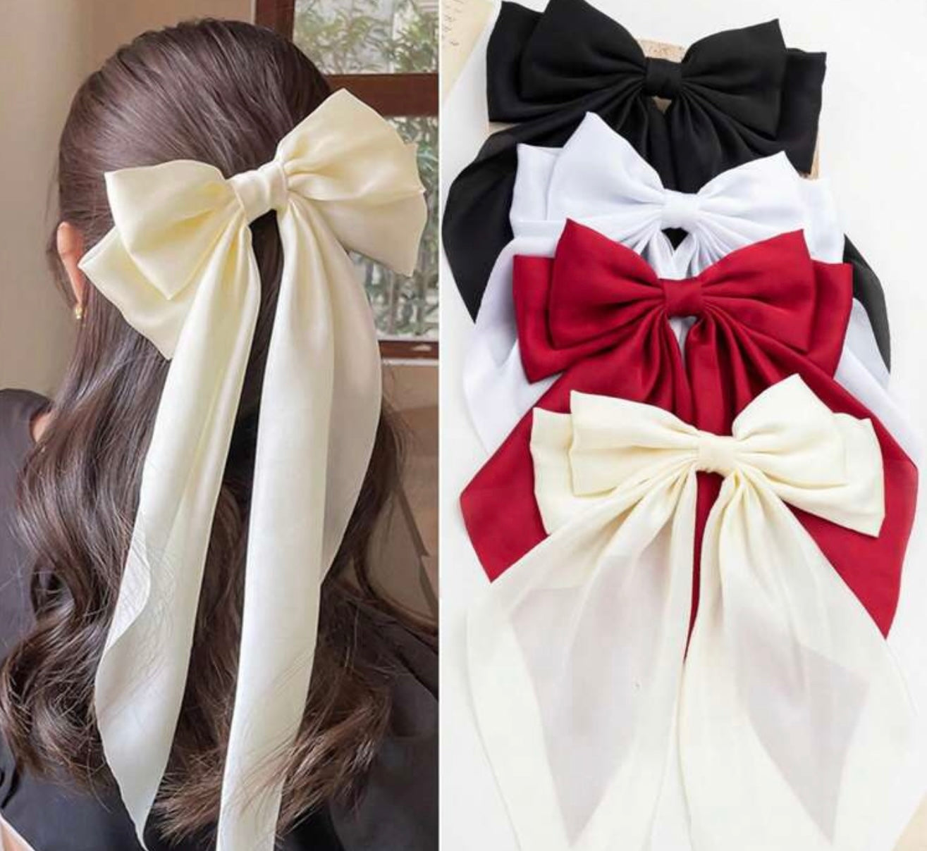 Elegant Satin Ribbon Hair Bow Clip